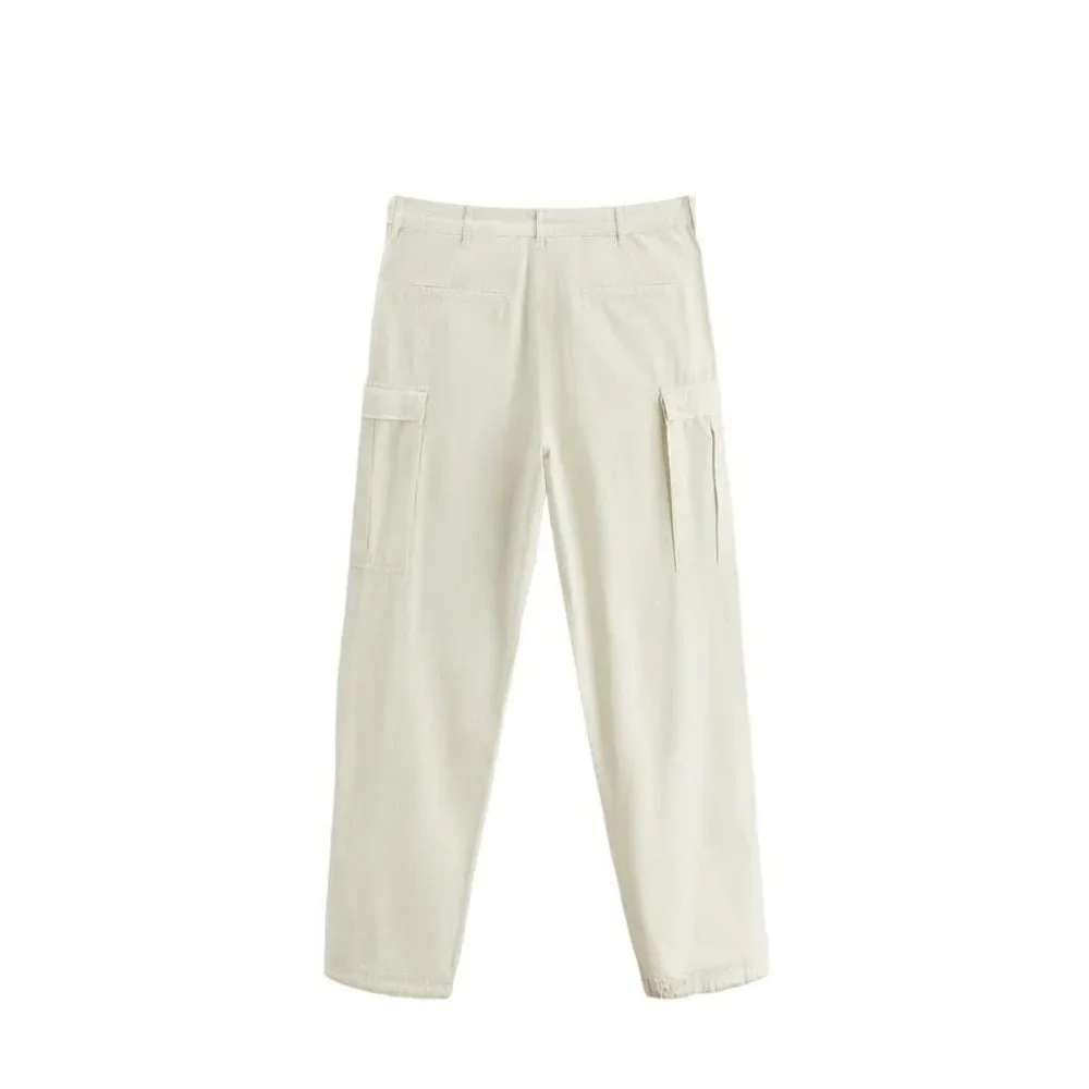 ZARA TEXTURED CARGO TROUSERS STONE SIZE 31 | 5862/405